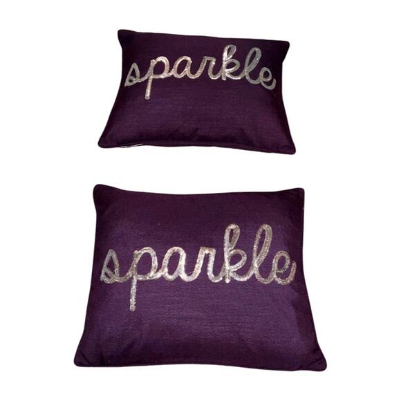 2 Purple And Silver “Sparkle” Pillows 14 x 17.5 - Picture 1 of 2